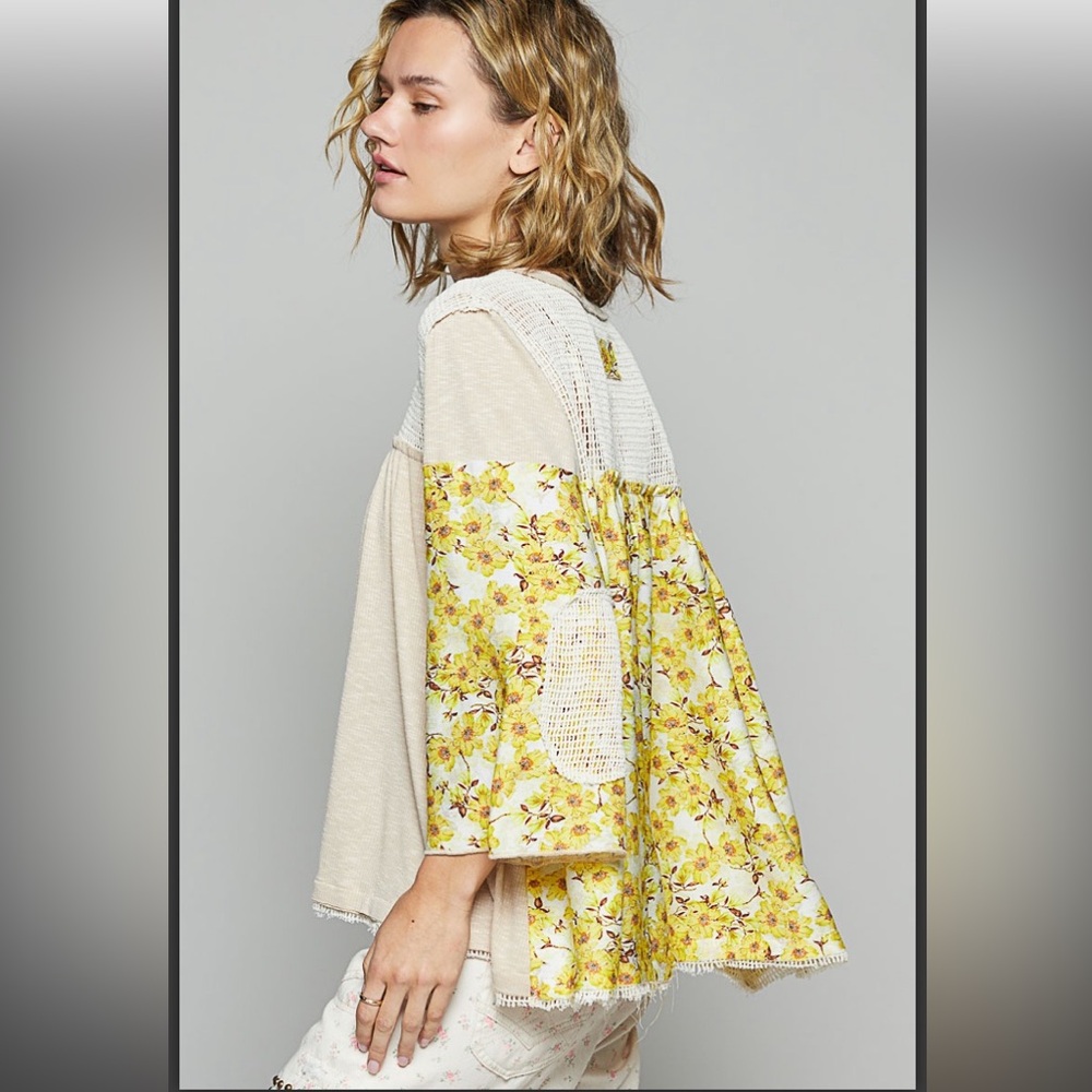 Floral Patchwork Button-Up Top - image 4